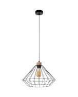 Britop Raquelle 187219104 hanglamp van zwart metaaldraad met eikenhout