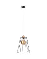 Britop Swan 19319104 hanglamp van zwart metaaldraad en eikenhout