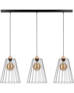 Britop Swan 19319304 hanglamp van zwart metaaldraad met eikenhout