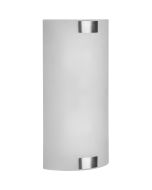 Trio Pura 212700207 mat glazen halfronde wandlamp met staalkleurige houders en twee lichtpunten