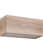 Trio Mayenne 218560235 imitatie houten rechthoekige wandlamp voor buiten met up en downlight