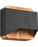 Trio Arino 224810132 zwarte wandlamp met houten wandplaat