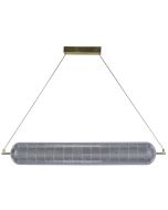 Searchlight Capsule 28800SB hanglamp met messing plafondplaat en cilindervormige hanglamp van acryl met LED buis erin
