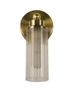 Searchlight Imperial 29981SB badkamerlamp met hangende ribbelglazen kap en mat messing wandplaatje