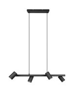 Trio Marley 302400432 mat zwarte hanglamp met vier cilindervormige spots aan een hangende balk