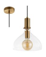 Searchlight Margarita 31031-1PB messing hanglamp met helder glazen kapje