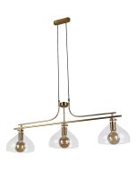 Searchlight Margarita 31031-3PB hanglamp met sierlijke messing buizen ophanging en drie helder glazen kapjes