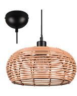 Trio Inga 312200136 hanglamp met zwarte pendel en rotan gevlochten kap met een diameter van 29cm