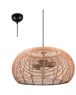 Trio Inga 312200336 hanglamp met zwarte pendel, drie fittingen en rotan gevlochten kap met een diameter van 50cm