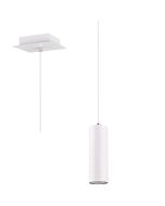 Trio Marley 312400101 witte hanglamp met vierkant plafondplaatje en cilindervormige kap voor een GU10 fitting