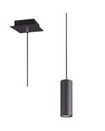 Trio Marley 312400132 zwarte hanglamp met vierkant plafondplaatje en cilindervormige kap voor een GU10 fitting