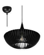 Trio Colino 315900132 zwarte hanglamp van zwart houten lamellen