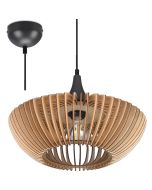 Trio Colino 315900142 hanglamp met zwarte pendel en kap van natuurhouten lamellen