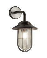 Searchlight Toronto 3291SS mat zilverkleurige buitenlamp met hangende lantaarn van glas en een metalen kooi