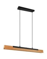 Trio Kerala 341610132 hanglamp met houtenbalk met LED strip over de gehele lengte en zwarte plafondbalk, met easydim schakelaar