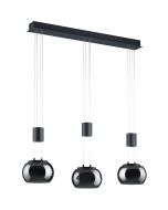 Trio Madison 342010332 zwarte hanglamp met drie glazen bollen en drie trekpendels