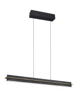 Trio Emerson 346710180 mat zwart met gouden hanglamp met liftfunctie