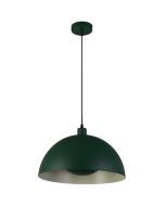 Searchlight Mars 35411GR groene hanglamp van 40cm met half ronde kap en half ronde schijf in de lamp voor indirect licht