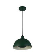 Searchlight Mars 35410GR groene hanglamp van 25cm met half ronde kap en half ronde schijf in de lamp voor indirect licht
