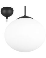 Trio Fomento 363100132 mat zwarte hanglamp met bolvormig wit glas