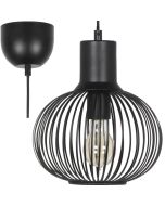 Trio Gila 365700132 mat zwarte hanglamp met bolvormige kap van metalen plaatjes