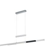 Trio Trajan 375310505 zwart met aluminium kleurige uitschuifbare hanglamp met trekpendel