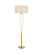 Trio Paris 400200108 messing vloerlamp met witte ronde kap van textiel