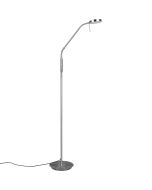 Trio Monza 423310107 staal kleurige leeslamp met ronde kop en touch dimmer aan de paal