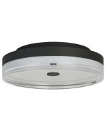 Searchlight Cyprus 42651-30BK zwarte plafonniere met mat glazen onderzijde en helder glazen rand