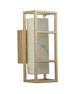 Searchlight Mirage 45910GO badkamerlamp met goudkleurig raamwerk en rechthoekige lichtunit met marmeruitstraling