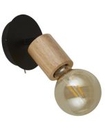 Searchlight Spinny 50211-1NA zwarte spot met houten fitting