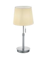 Trio Lyon 509100107 mat stalen in hoogte verstelbare uitgeschoven tafellamp met wit kapje van textiel en trekschakelaar