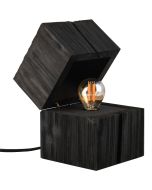 Trio Treasure 514110102 zwart houten tafellamp in de vorm van een open klapbaar kistje