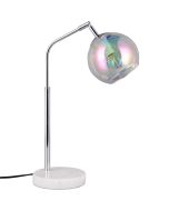Trio Paxton 516900106 chromen tafellamp met iriserend bolvormig glazen kap