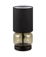 Trio Elio 517800115 tafellamp met groen glazen voet en zwarte kap van textiel