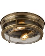 Searchlight Glasgow 5182AB brandende klassieke brons kleurige IP44 plafondlamp met helder glazen schaal voor de badkamer of buitengebruik