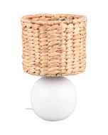 Trio Vina 518900101 tafellampje met voet van wit keramiek en lampenkap van zeegras