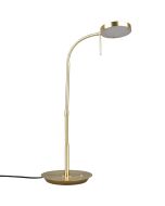 Trio Monza 523310108 messing kleurige tafellamp met flexibele arm en platte ronde kop met LED