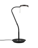 Trio Monza 523310132 mat zwarte tafellamp met gebogen flexibele arm en ronde kop met LED paneel