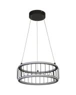 Searchlight Circolo 54213-1BK zwarte hanglamp met twee LED ringen en metaaldraad ertussen gespannen