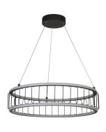 Searchlight Circolo 54214-1BK zwarte hanglamp met een diameter van 58cm bestaande uit twee LED ringen boven elkaar met zwart metalen spijlen ertussen