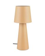 Trio Nubian 562900144 pastel roze metalen tafellamp met pastel rose metalen kap en wit kunststof diffuser voor licht richting de tafel