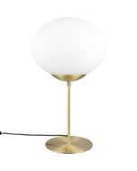 Trio Fomento 563100108 mat messing tafellamp met wit ovaal glazen kap
