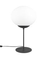 Trio Fomento 563100132 zwarte tafellamp met wit ovaalvormig glazen kap