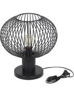 Trio Gila 565790132 mat zwarte 37cm hoge tafellamp met bolvormige kap van metaaldraad