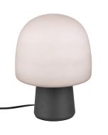 Trio Steen 568200132 zwarte tafellamp met taupe kleurig bolvormig glazen kap