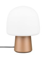 Trio Steen 568200165 koffiebruine tafellamp met wit bolvormig glazen kap