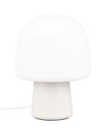 Trio Steen 568200176 warmgrijze tafellamp met wit bolvormig glazen kap