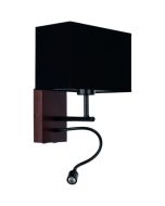 Britop Sonar 5732976 walnoot wandlamp met zwarte kap