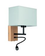 Britop Sonar 5733974 eikenhouten wandlamp met grijze kap